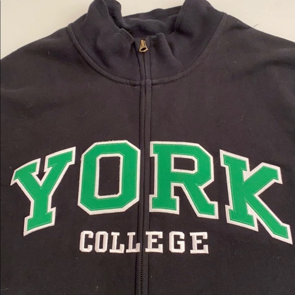 Jansport York College black and sewn on green logo full zip sweatshirt - Picture 2 of 7